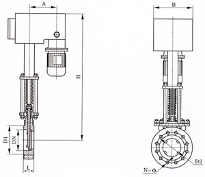 PZ273電液動刀型閘閥結(jié)構(gòu)圖