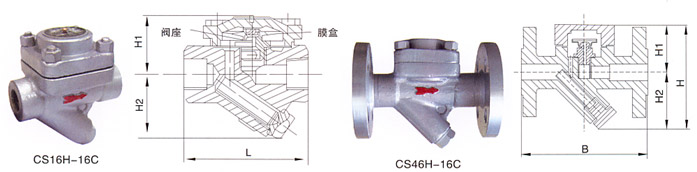 CS16H-16C膜合式疏水閥結(jié)構(gòu)示意圖