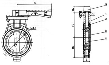 D71X(半襯)、D71J、D71H/Fs(全襯)襯夾襯膠蝶閥外形尺寸圖