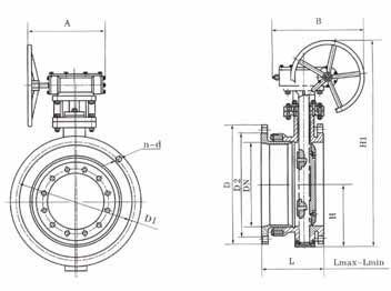 蝸輪法蘭式伸縮蝶閥結(jié)構(gòu)圖