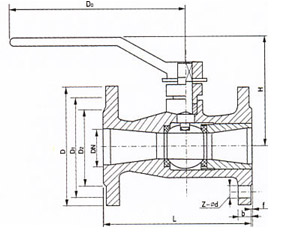 一體式法蘭不銹鋼高溫球閥結(jié)構(gòu)圖