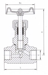 J13H內(nèi)螺紋針型閥結(jié)構(gòu)示意圖